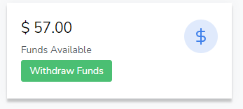 A screenshot of a seller dashboard with available funds